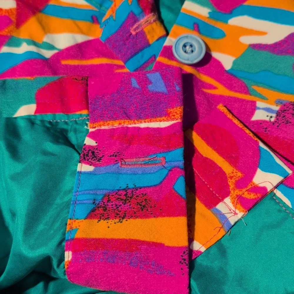 80s 90s Vintage Vibrant Abstract Multicolor Cropped Kids Jacket Neon‎